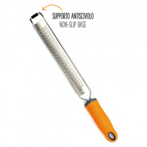 Stainless steel razor with narrow blade and orange non-slip handle, 39 x 3.6 cm - Img 3