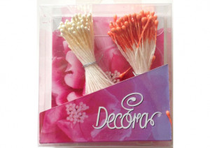 Stamine Mici 2 Capete, Crem Perlat si Portocaliu Opac, 288 Buc - Img 2