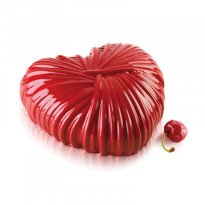 Szép 3D szilikon szív tortaforma 18,2 x 17,3 x H 6,8 cm + vágóedény