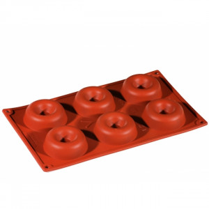 Szilikon Savarin Kerek Savarin forma Ø7.2xh2.3cm, 6 üregű, kerek Savarin forma