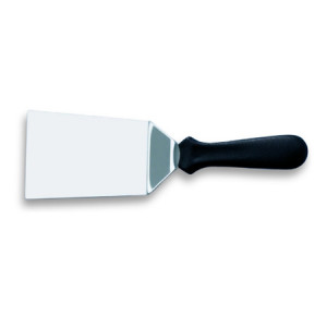 Szögletes rozsdamentes acél spatula, műanyag nyéllel, merev pengével L 12 x 9 cm