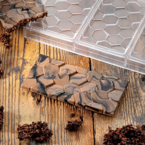Tablete Ciocolata 15.5 x 7.8 x H 1 cm - Matrita Policarbonat Choco Bar Pave, 3 cavitati, 100 gr - Img 2