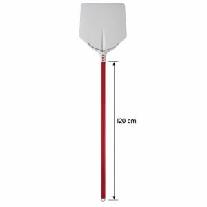 Tulip négyzet alakú pizzalapát, eloxált alumínium, 33×33 cm, 120 cm-es fogantyú, piros