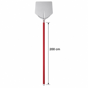 Tulip Square Pizza Shovel, Anodised Aluminium 50×50 cm, 200 cm Handle, Red