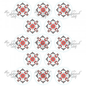 Vafa imprimata Decor Traditional Model 4, Broderie 13 Decoruri Ø 6 cm, A4 - Cofetarul Istet