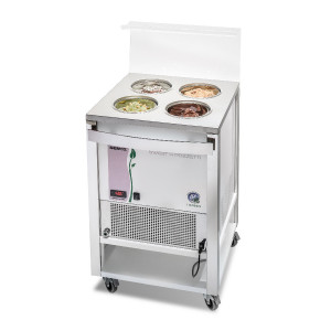 Vitrina de Expunere si Stocare cu Caruciuor GELATO SWEET 4 Pozzetti, Alb - Img 2