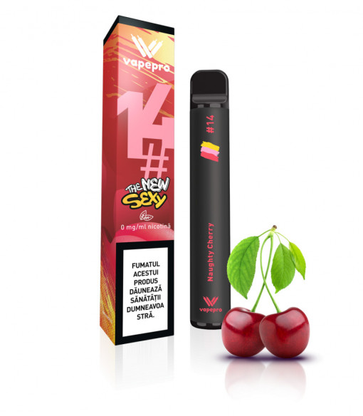 Țigară electronică de unică folosință Vapepro, 1400 pufuri, 0mg/ml, Naughty Cherry #14