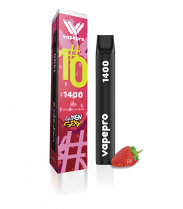 Țigară electronică de unică folosință Vapepro, 1400 pufuri, 0 mg/ml, Strawberry fusion #10