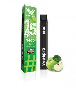 Țigară electronică de unică folosință Vapepro, 1400 pufuri, 3,5ml, 0mg/ml, Green Apple #15 - Img 2