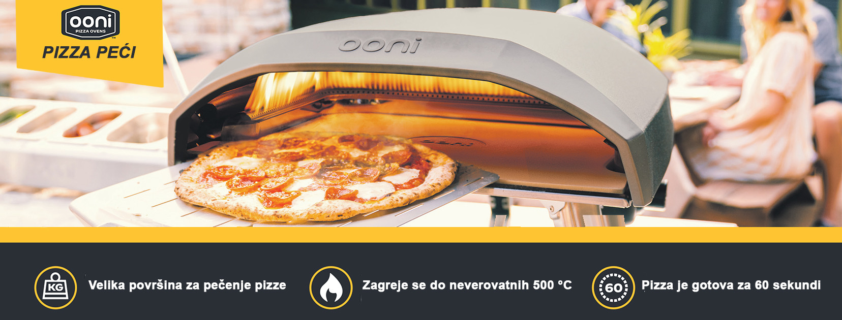 Veliki izbor prenosnih pizza peći Ooni u našoj ponudi. Vruća, brza i dobra pizza za samo 60 sekundi.