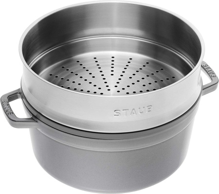 STAUB okrugla gusana posuda Cocotte 24cm - siva boja  - Img 5