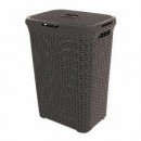 Korpa za veš braon 60L Ratan sa poklopcem Curver