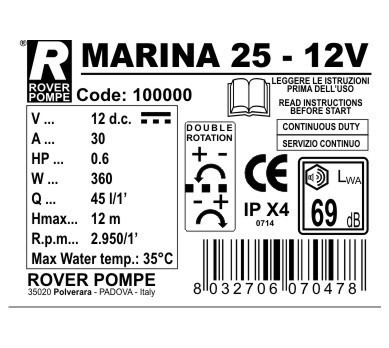 Pumpa za pretakanje MARINA 25 - 12V - dupla rotacija - Img 3