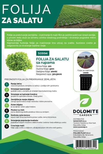 Folija za salatu 2,5mx50m 20mic 25x25cm Dolomite