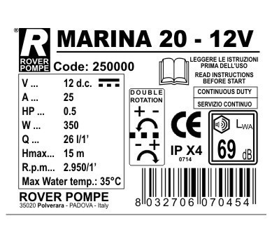Pumpa za pretakanje MARINA 20 - 12V - dupla rotacija - Img 3