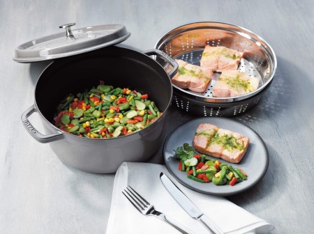 STAUB okrugla gusana posuda Cocotte 24cm - siva boja  - Img 7