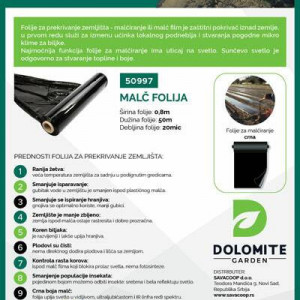 Malč folija crna Dolomite 20mic 0,8m x 50m