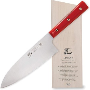 Set nož santoku + magnetni blok Berti Insieme 2012 - crvena drška