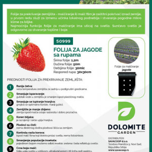 Folija za jagode crna 1,2mx50m 30mic sa rupama 30x30 Dolomite