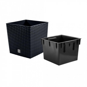 Saksija za cveće Rato Low 32x32x33cm antracit sa uloškom - Img 3