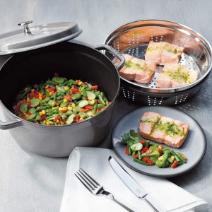 STAUB okrugla gusana posuda Cocotte 24cm - siva boja  - Img 7