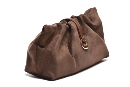 T012633COF – Coffee mekana velur clutch torba sa metalnim ukrasom - Img 2