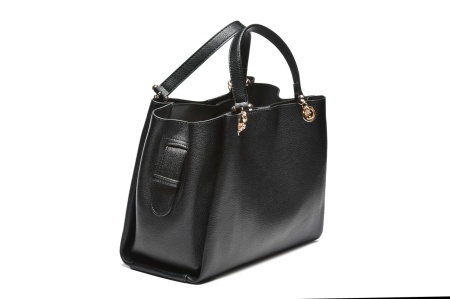 T012694BLK - Crna shopper torba sa geometrijskim dezenom i ukrasnim ručkama - Img 2