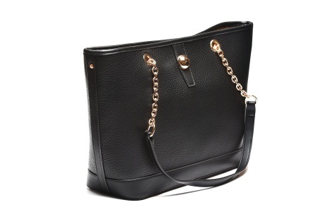 T012600BLK – Crna elegantna shopper torba sa dekorativnim lancem - Img 2
