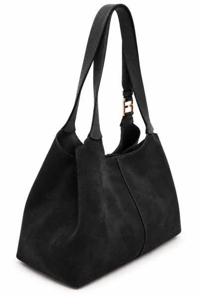 T012630BLK – Crna velur ceger torba sa metalnim ukrasom - Img 2