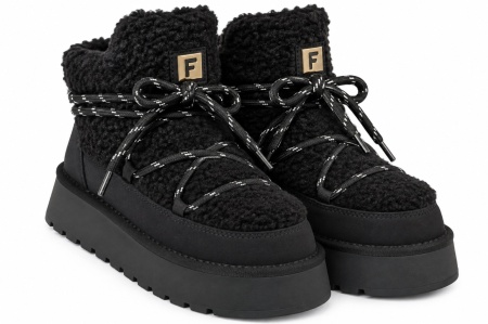 LH502658BLK - ŽENSKE UGG ČIZME SA KRZNENIM DETALJIMA I DEKORATIVNIM PERTLAMA - Img 4