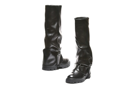 LX562581BLK-PU - Ženske visoke crne čizme sa nitnama – Trend Icon - Img 2