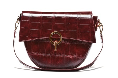 T012500C.BUR –Burgundy polukružna torba sa kroko dezenom