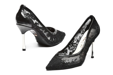 L242687BLK - ŽENSKE SALONKE SA ČIPKASTIM DETALJIMA I ELEGANTNOM TANKOM PETOM - Img 2