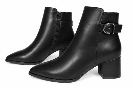 LH352625BLK - ŽENSKE ČIZME SA DEBELOM ŠTIKLOM I ELEGANTNIM KAIŠEM - Img 3