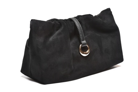 T012633BLK – Crna mekana velur clutch torba sa metalnim ukrasom - Img 2
