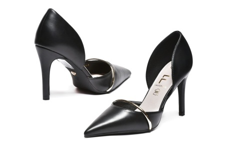 L242675BLK - ŽENSKE SALONKE SA ZLATNIM DETALJIMA I ELEGANTNOM TANKOM PETOM - Img 2