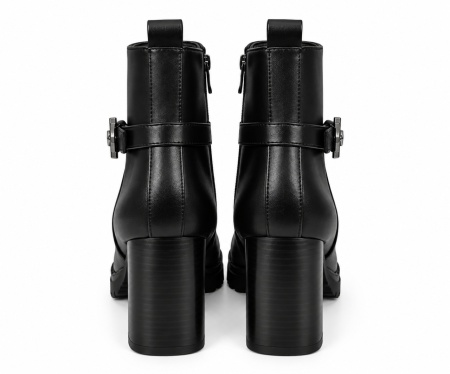 LH352624BLK-PU - ŽENSKE ČIZME SA DEBELOM ŠTIKLOM I ELEGANTNOM ZLATNOM KOPČOM - Img 3