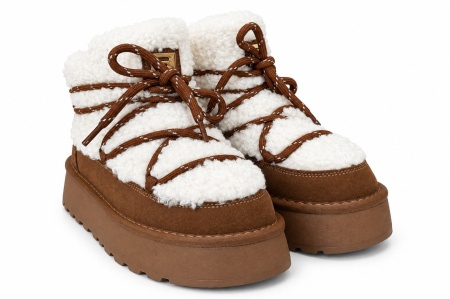 LH502658CAM - ŽENSKE UGG ČIZME SA KRZNENIM DETALJIMA I DEKORATIVNIM PERTLAMA - Img 4