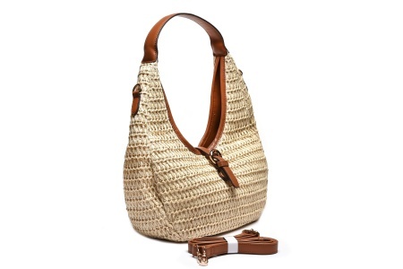 T012647BEI – Bež pletena hobo torba - Img 2