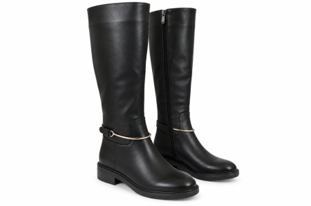 LX052617BLK-PU - ŽENSKE ČIZME RAVNE DUBOKE ELEGANTNE LINIJE - Img 2