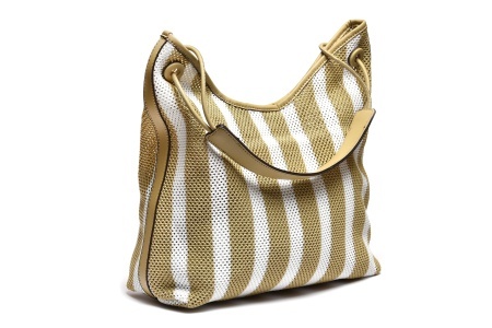 T012645BEI – Bež letnja tekstilna shopper torba na prugasti dezen - Img 2