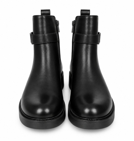 LH352607BLK - ŽENSKE ČIZME RAVNE SA ELEGANTNOM ZLATNOM KOPČOM - Img 4