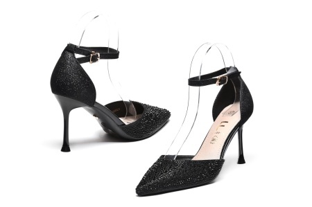 L242689BLK - ŽENSKE SALONKE SA SVETLUCAVIM DETALJIMA I ELEGANTNIM KAIŠEM OKO ČLANKA - Img 2
