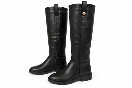 LX562617BLK-PU - ŽENSKE ČIZME RAVNE KLASIČNE ELEGANTNE LINIJE - Img 4
