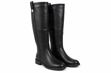 LX562617BLK-PU - ŽENSKE ČIZME RAVNE KLASIČNE ELEGANTNE LINIJE - Img 2