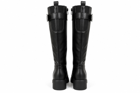 LX622628BLK - ŽENSKE DUBOKE ČIZME SA DEBELOM ŠTIKLOM I ELEGANTNOM KOPČOM - Img 3