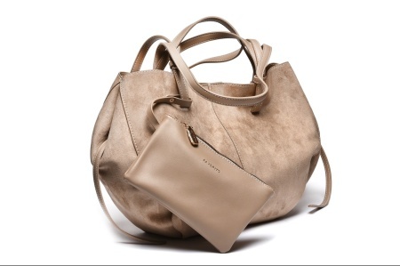 T012631TAP – Taupe moderna velur torba sa dodatnom torbicom - Img 2