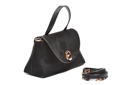 T012632BLK – Crna velur torba sa preklopom i metalnom kopcom - Img 2