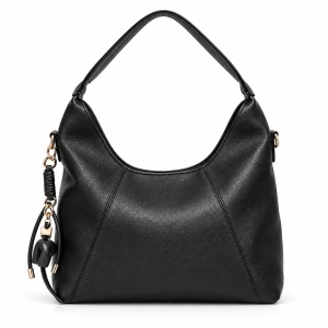 T012657BLK - Elegantna crna torba za rame sa ukrasnim detaljima