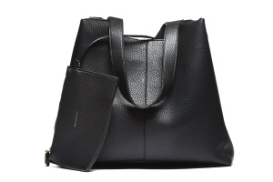 T012603BLK - Crna moderna ženska torba sa metalnim detaljem